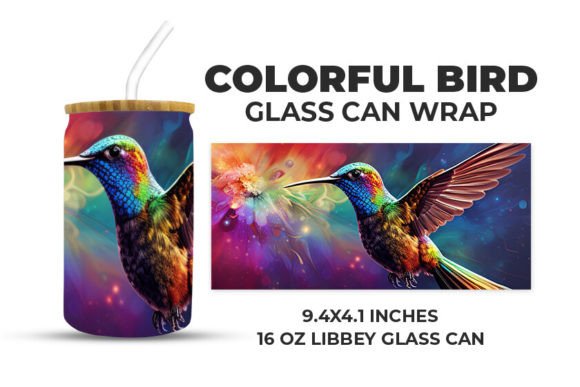 Download Colorful Bird Glass Can Wrap - Premium Resources