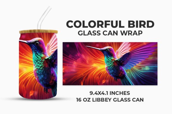 Download Colorful Bird Glass Can Wrap - Premium Resources