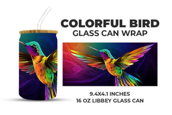 Download Colorful Bird Glass Can Wrap - Premium Resources